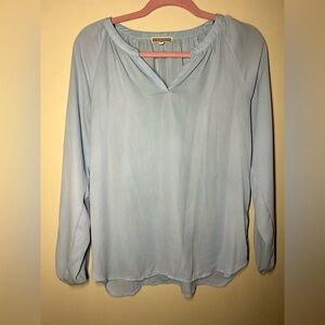 Baby Blue Relaxed V-Neck Blouse